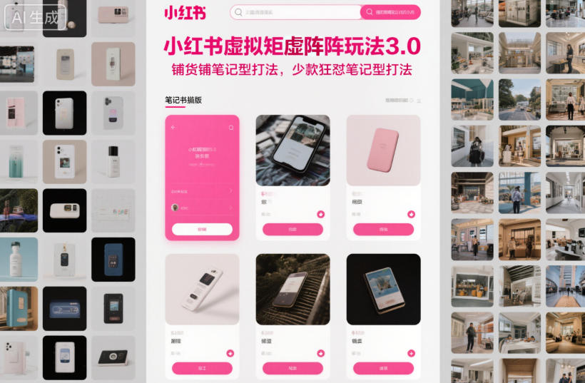 小红书虚拟矩阵玩法3.0，铺货铺笔记型打法，少款狂怼笔记型打法-优优云网创