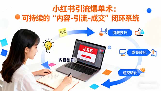 小红书引流爆单术：构建一套低成本 可持续的“内容-引流-成交”闭环系统-优优云网创