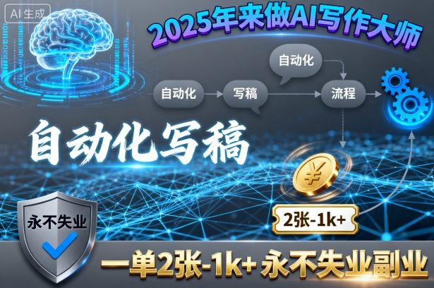 2025年来做AI写作大师，自动化写稿，一单2张-1k+，永不失业副业-优优云网创