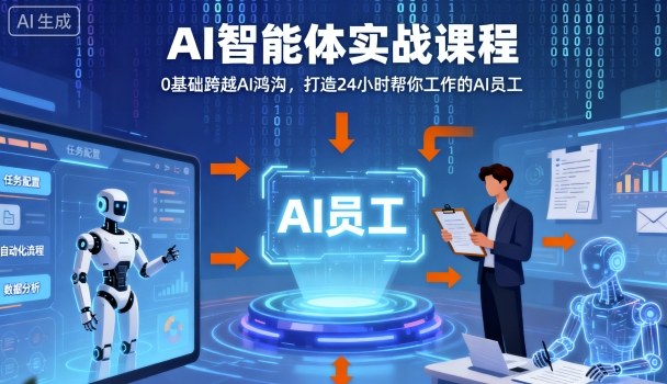 Ai智能体实战课程，0基础跨越Ai鸿沟，打造24小时帮你工作的Ai员工，打破常规，以实战定义Ai-优优云网创