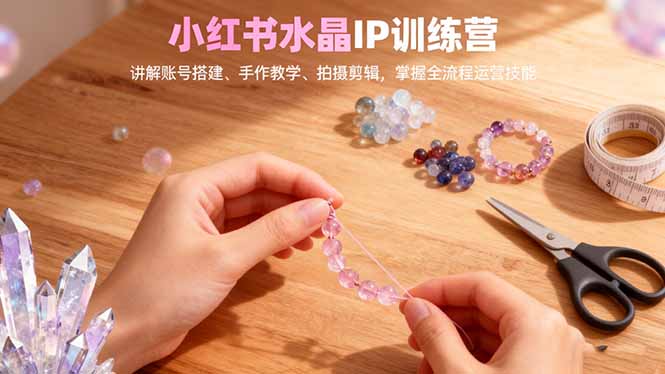 小红书水晶IP训练营,讲解账号搭建、手作教学、拍摄剪辑,全流程运营技能-优优云网创