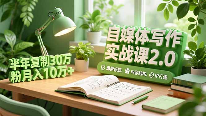 自媒体写作实战课2.0，爆款标题、内容结构、IP打造，半年复制30万粉月入10万+-优优云网创
