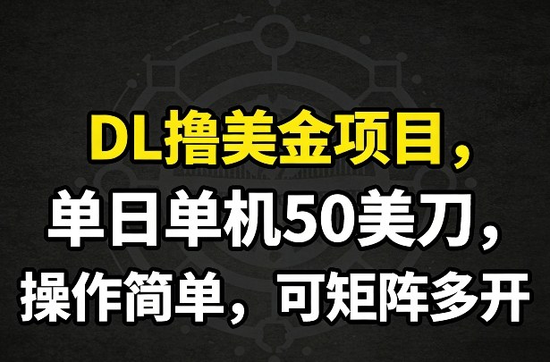 DL撸美金项目，单日单机50美刀，操作简单，可矩阵多开-优优云网创