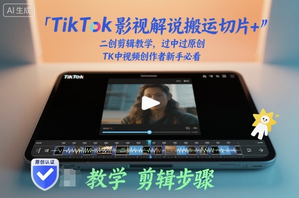 TikTok影视解说搬运切片+二创剪辑教学，过中过原创，TK中视频创作者新手必看-优优云网创