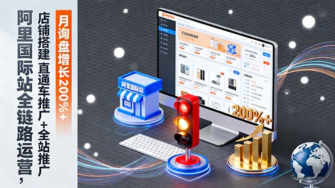 阿里国际站全链路运营，店铺搭建+直通车推广+全站推广，月询盘增长200%+-优优云网创