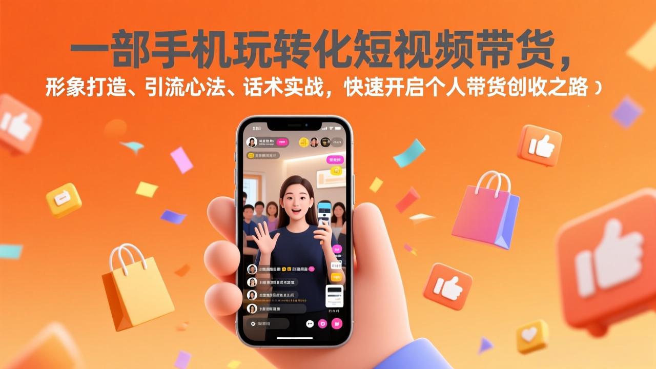 一部手机玩转化短视频带货，形象打造、引流心法、话术实战，快速开启个人带货创收之路-优优云网创
