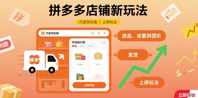 拼多多店铺新玩法，代发供应链上拼玩法-优优云网创