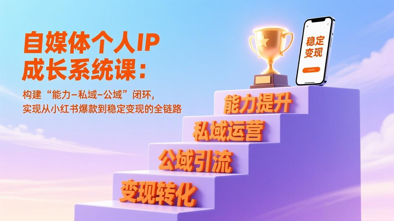 自媒体个人IP成长系统课:构建“能力-私域-公域”闭环,实现从小红书爆款到稳定变现的全链路-优优云网创