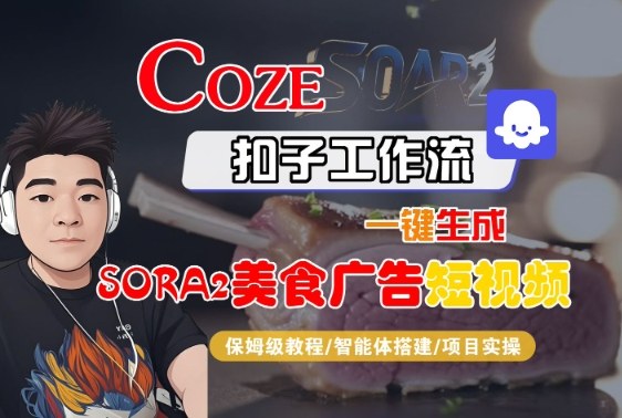 Coze扣子智能体工作流一键生成“SORA2美食广告“短视频,全流程保姆级教学-优优云网创