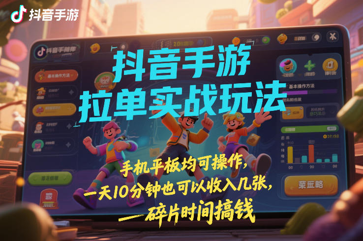 抖音手游拉单实战玩法,手机平板均可操作,一天10分钟也可以收入几张,碎片时间搞钱【揭秘】-优优云网创