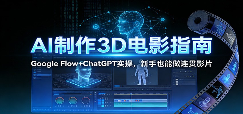 AI制作3D电影指南：Google Flow+ChatGPT实操，新手也能做连贯影片-优优云网创