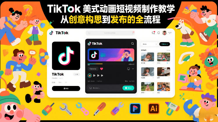 TikTok美式动画短视频制作教学，从创意构思到发布的全流程-优优云网创