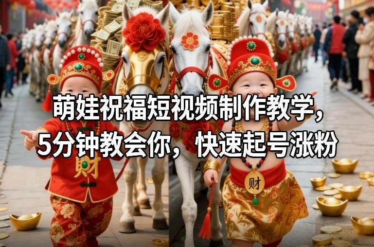 萌娃祝福短视频制作教学,5分钟教会你,快速起号涨粉-优优云网创