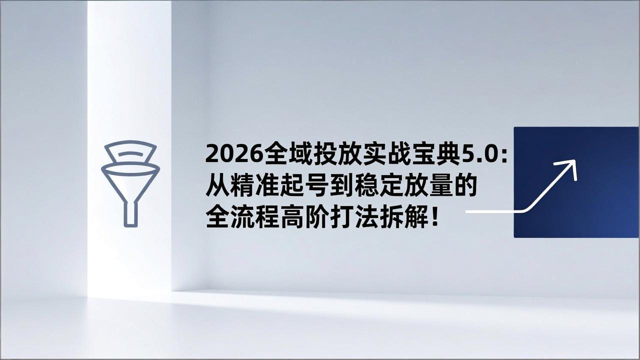 2026全域投放实战宝典5.0:从精准起号到稳定放量的全流程高阶打法拆解!-优优云网创