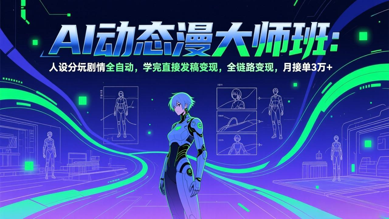 AI动态漫剧大师班：人设分镜剧情全自动，学完直接发稿变现，全链路变现，月接单3万+-优优云网创