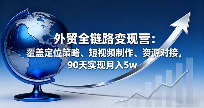 外贸全链路变现营：覆盖定位策略、短视频制作、资源对接，90天实现月入5w-优优云网创
