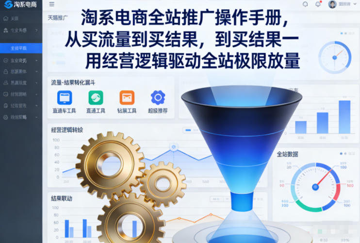 淘系电商全站推广操作手册，从买流量到买结果一用经营逻辑驱动全站极限放量-优优云网创
