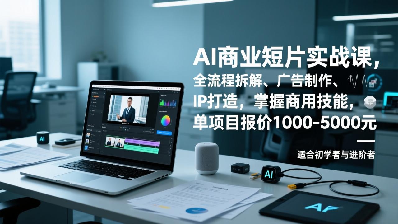 AI商业短片实战课，全流程拆解、广告制作、IP打造，掌握商用技能，单项目报价1000-5000元-优优云网创