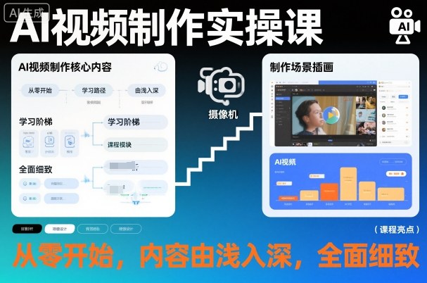 AI视频制作实操课，从零开始，内容由浅入深，全面细致-优优云网创