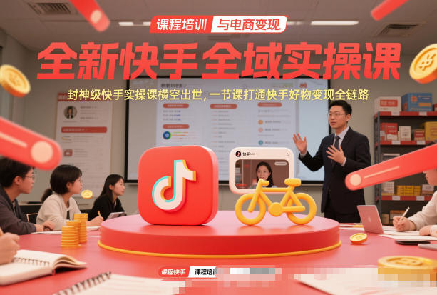 全新快手全域实操课，封神级快手实操课横空出世，一节课打通快手好物变现全链路-优优云网创