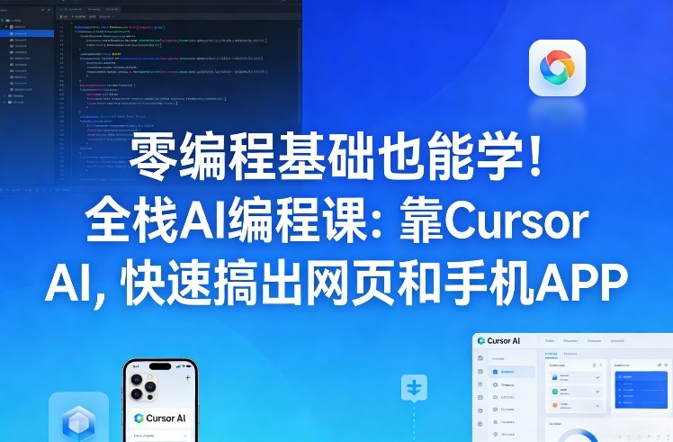 零编程基础也能学！全栈AI编程课：靠Cursor AI，快速搞出网页和手机APP-优优云网创