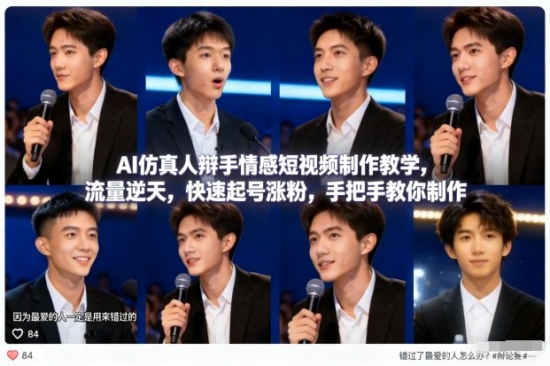 AI仿真人辩手情感短视频制作教学，流量逆天，快速起号涨粉，手把手教你制作-优优云网创