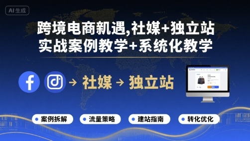 跨境电商新机遇，社媒+独立站，实战案例教学+系统化教学-优优云网创