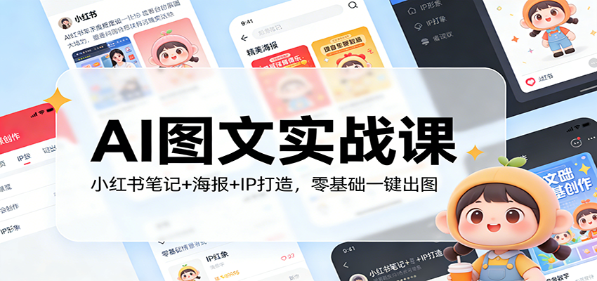 AI图文实战课：小红书笔记+海报+IP打造，零基础一键出图-优优云网创