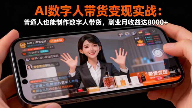 AI数字人带货变现实战：普通人也能制作数字人带货，副业月收益达8000+-优优云网创