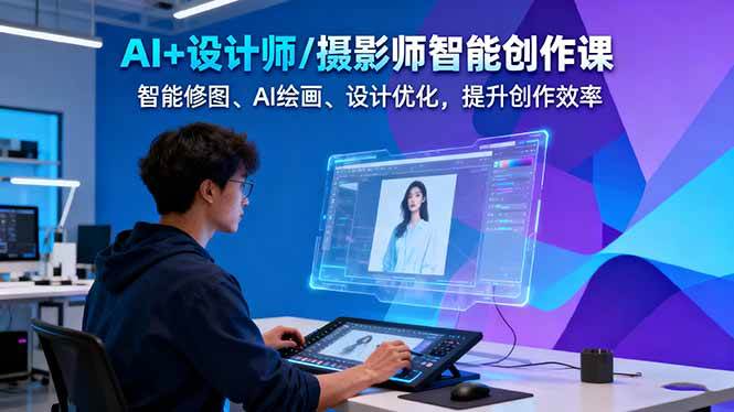 AI+设计师/摄影师智能创作课：智能修图、AI绘画、设计优化，提升创作效率-优优云网创