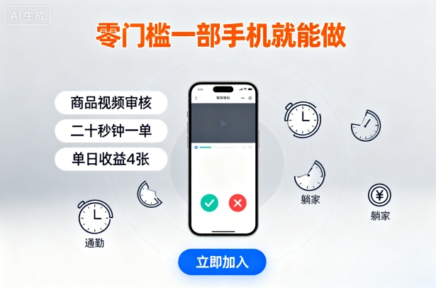 零门槛一部手机就能做,商品视频审核,通勤躺家碎片时间都能做,二十秒钟一单,单日收益4张【揭秘】-优优云网创