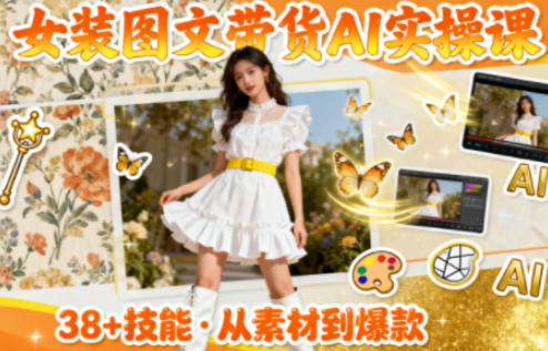 女装图文带货的AI实操课，覆盖38个实用技能，快速提升素材制作效率-优优云网创