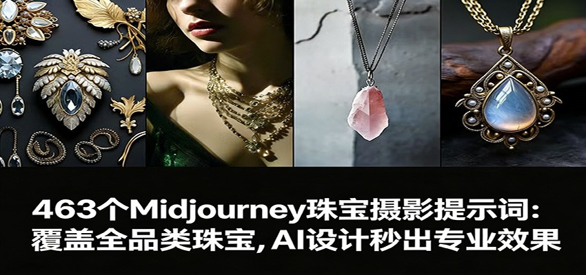 463个Midjourney珠宝摄影提示词:覆盖全品类珠宝,AI设计秒出专业效果-优优云网创