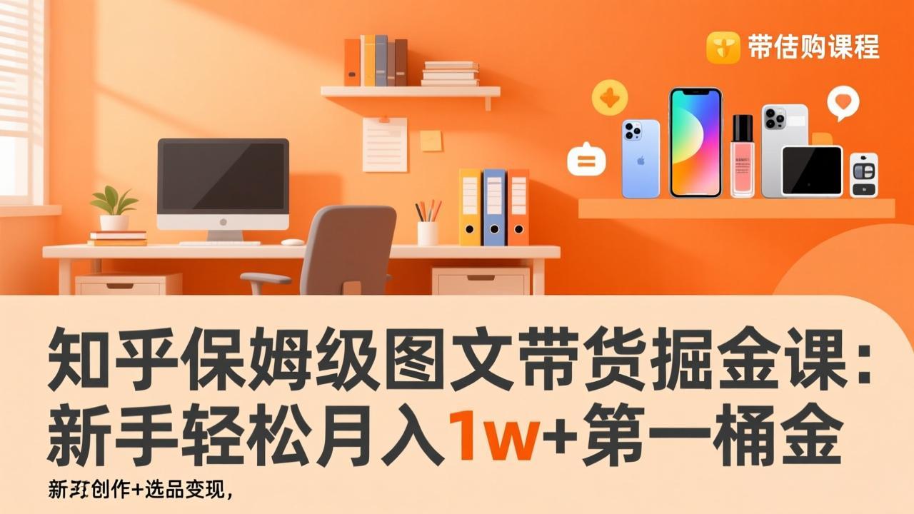 知乎保姆级图文带货掘金课：账号打造+爆文创作+选品变现，新手轻松月入1w+第一桶金-优优云网创