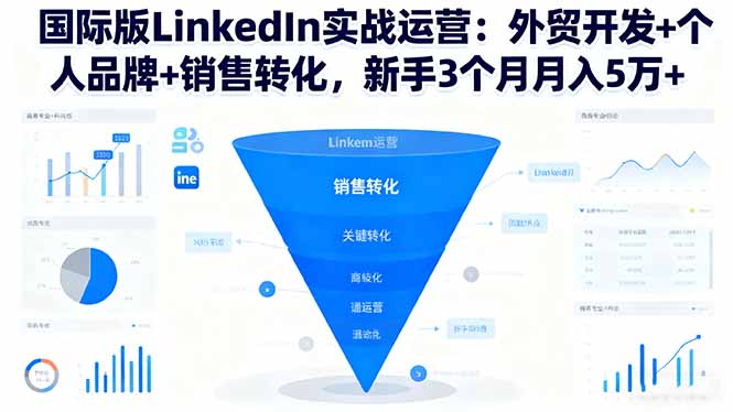 国际版LinkedIn实战运营：外贸开发+个人品牌+销售转化，新手3个月月入5万+-优优云网创
