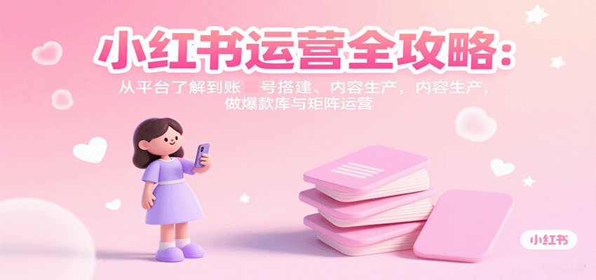 小红书运营全攻略:从平台了解到账号搭建、内容生产,做爆款库与矩阵运营-优优云网创
