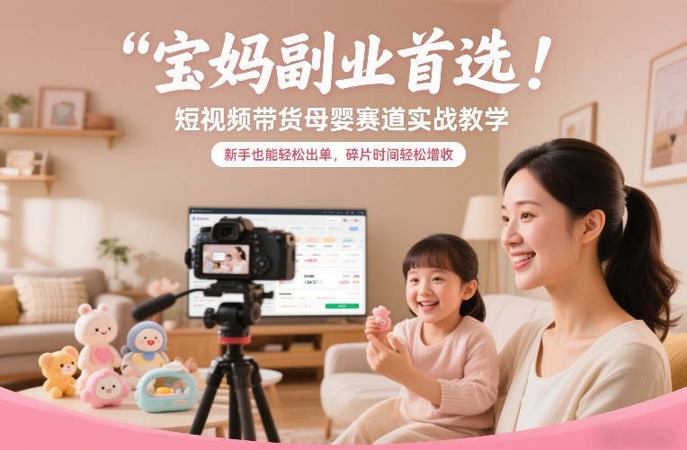宝妈副业首选！短视频带货母婴赛道实战教学，新手也能轻松出单，碎片时间轻松增收-优优云网创