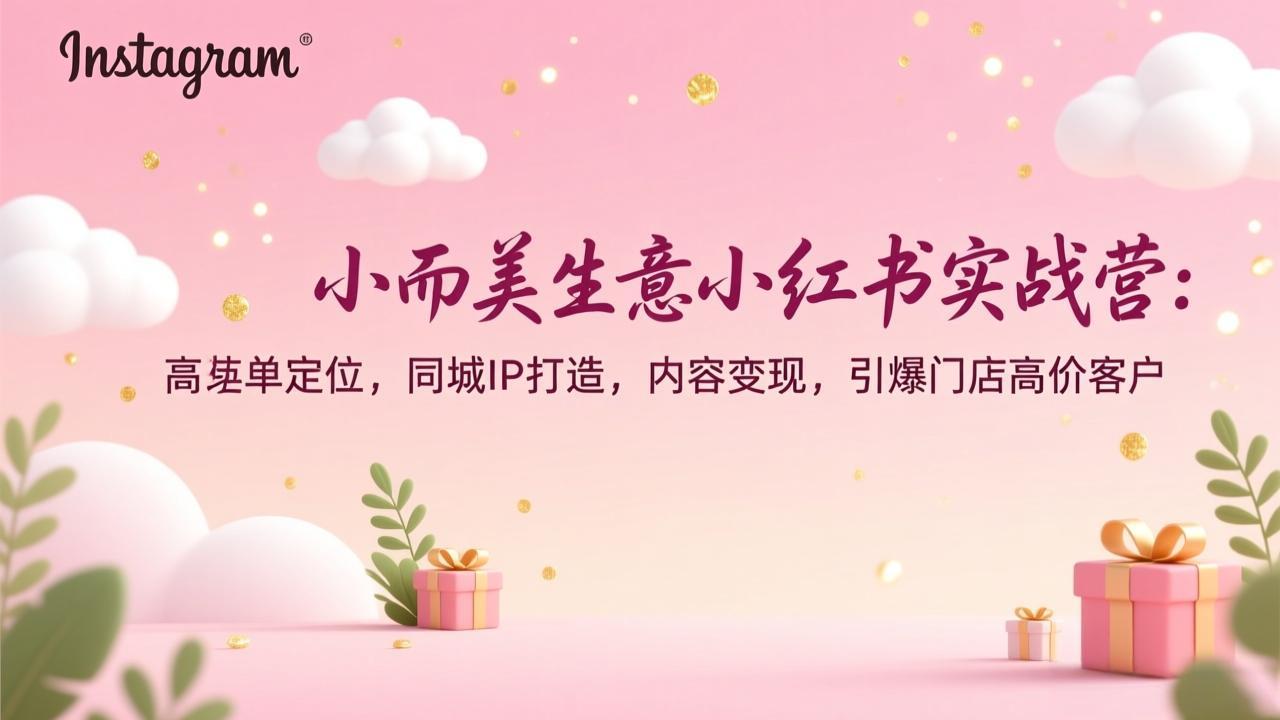 小而美生意小红书实战营：高客单定位，同城IP打造，内容变现，引爆门店高价客户-优优云网创