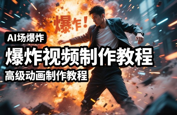 AI场景爆炸视频制作教程，利用人物实拍视频制作出高级的动画特效-优优云网创