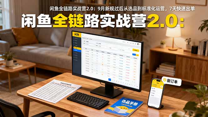 闲鱼全链路实战营2.0：9月新规过后从选品到标准化运营，7天快速出单-优优云网创