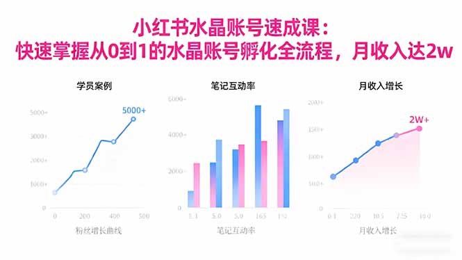 2025小红书水晶账号速成课：快速掌握从0-1水晶账号孵化全流程，月收入达2w-优优云网创