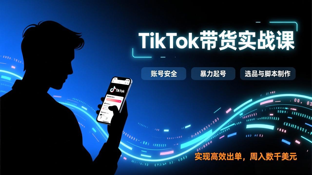 TikTok带货实战课，涵盖账号安全、暴力起号、选品与脚本制作，实现高效出单，周入数千美元-优优云网创