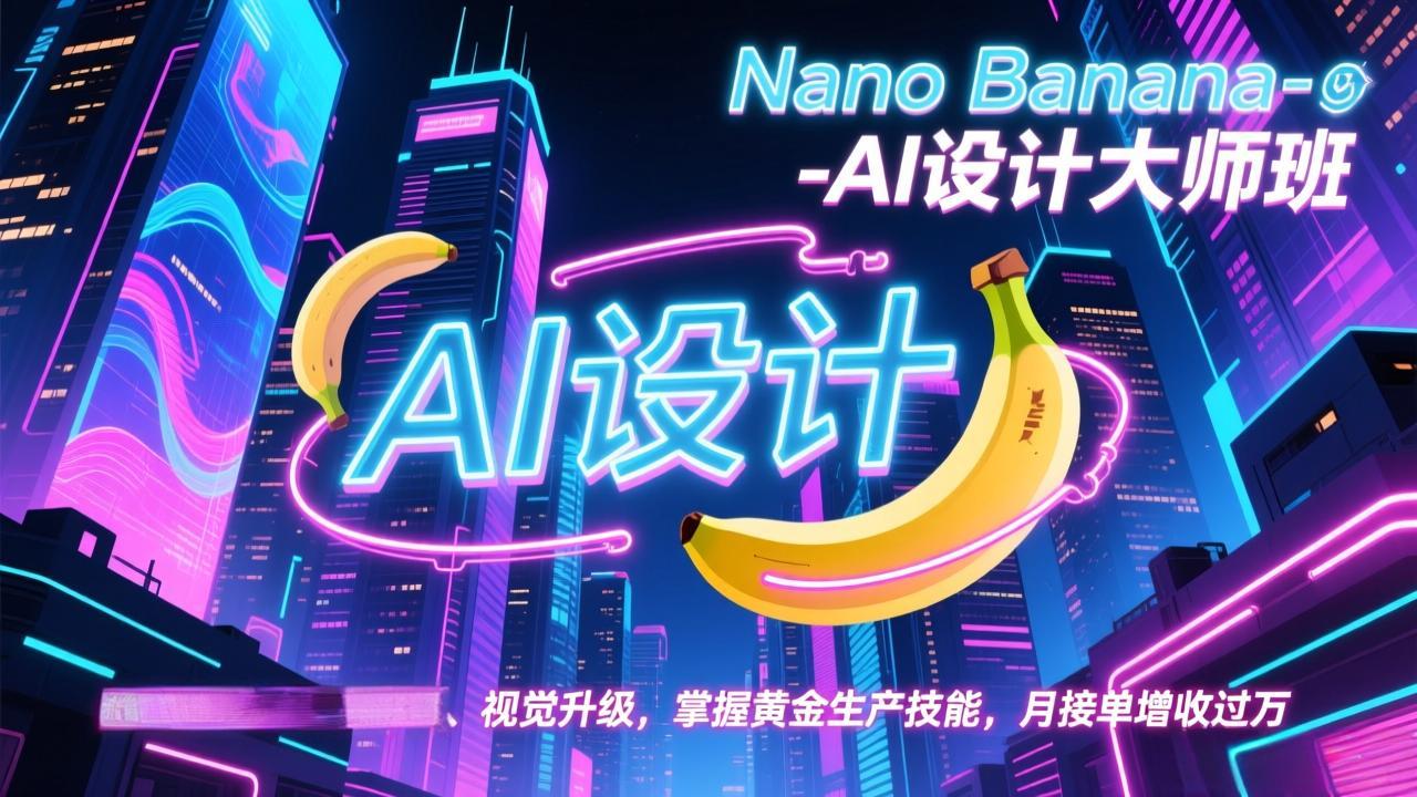 Nano Banana-AI设计大师班,修图合成、广告创作、视觉升级,掌握黄金生产技能,月接单增收过万-优优云网创