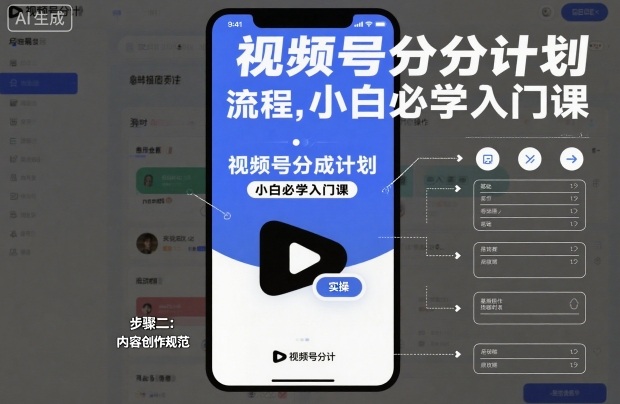 视频号分成计划实操流程，小白必学入门课-优优云网创