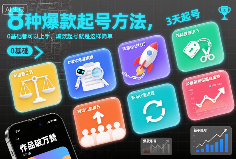 8种爆款起号方法，0基础都可以上手，爆款起号就是这样简单-优优云网创
