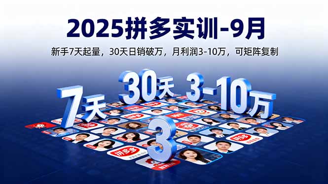 2025拼多多实训-9月：新手7天起量,30天日销破万,月利润3-10万,可矩阵复制-优优云网创