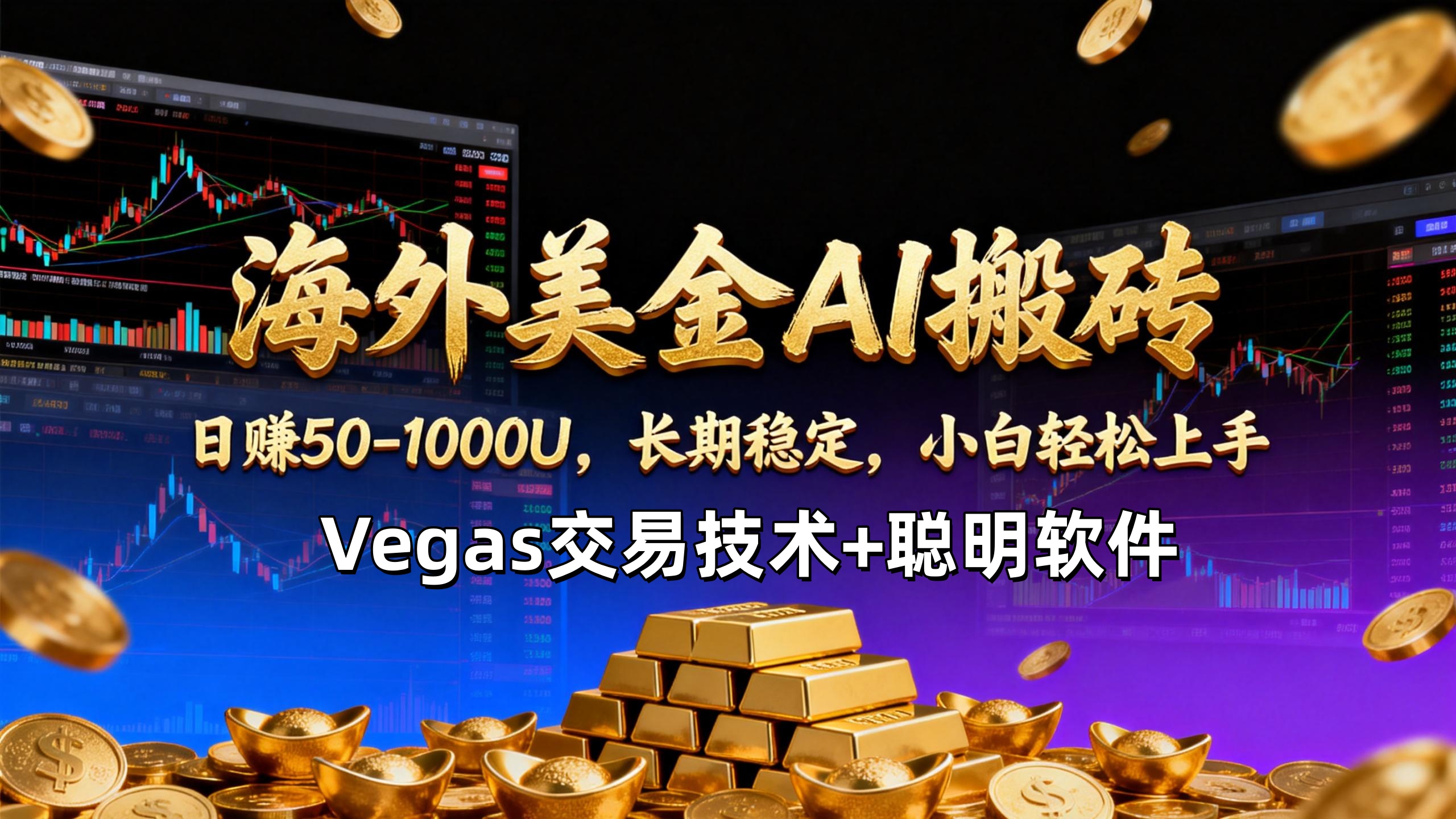 【海外美金AI搬砖】Vegas交易技术+聪明软件,日赚50-1000U,长期稳定,小白轻松上手。-优优云网创