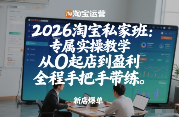 2026淘宝私家班:专属实操教学,从0起店到盈利,全程手把手带练-优优云网创