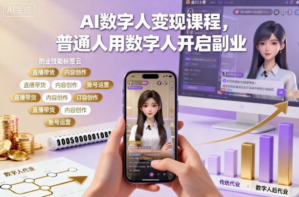 AI数字人变现课程，普通人用数字人开启副业-优优云网创