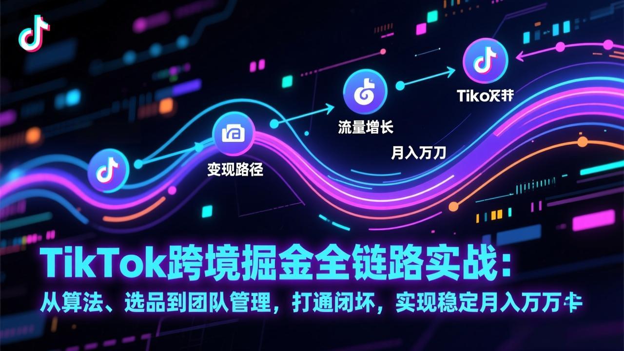 TikTok跨境掘金全链路实战：从算法、选品到团队管理，打通闭环，实现稳定月入万刀-优优云网创